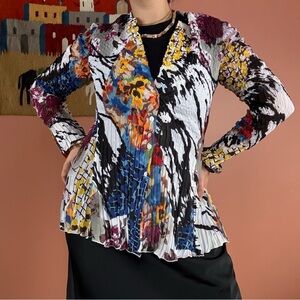 Vintage Y2K Alberto Makali Vibrant Crinkle Tunic Top